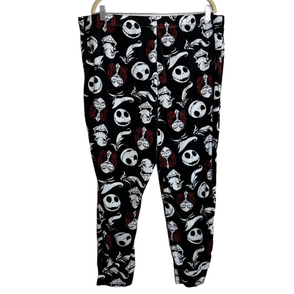 Disney Sleepwear Jack Skellington Pajama Pants Womens 2X Black White Red Fleece - Picture 3 of 5